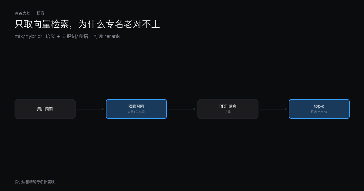 只取向量检索，为什么专名和问题老对不上